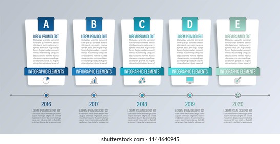 infografías de línea de tiempo para diagramas, gráficos, diseño web. Concepto creativo de negocio con 5 opciones.