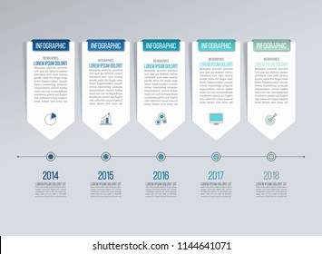 Timeline infographics for diagrams, graphs, web design. Creative business concept with 5 options.