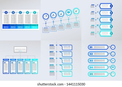 Timeline infographics for diagrams, graphs, web design. Creative business concept with 5 options.