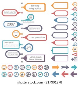 Timeline infographics elements collection, vector eps10 illustration