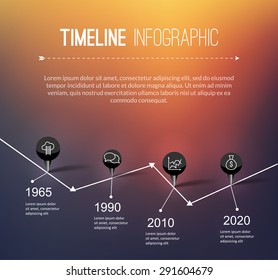 Timeline infographics, elements and icons. Trendy business design background