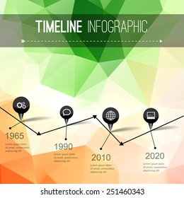 Timeline infographics, elements and icons. Triangle trendy design
