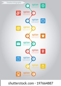 infografías, elementos e iconos de la línea de tiempo. Plantilla de diseño de vectores. 