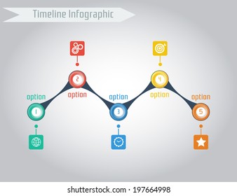 Timeline infographics, elements and icons. Vector design template. 