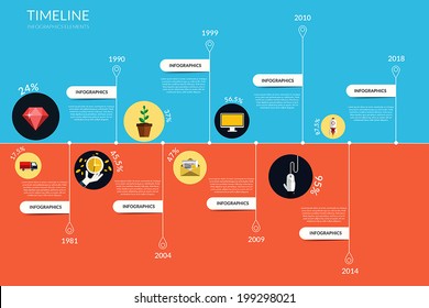 Timeline infographics, elements and icons. Vector