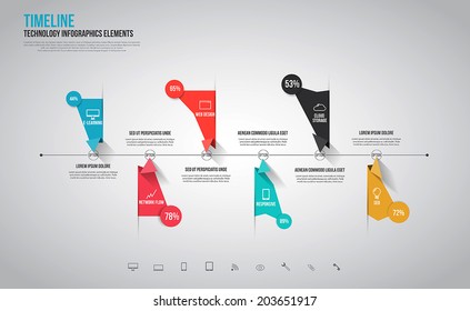 Timeline infographics, elements and icons. Vector