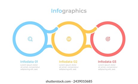 Timeline-Infografik-Elemente mit Marketing-Symbolen. Geschäftsprozess. Kann für den Jahresbericht und 3 Schritte oder Optionen verwendet werden.