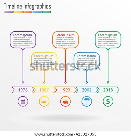 timeline infographics five steps infographics template stock vector