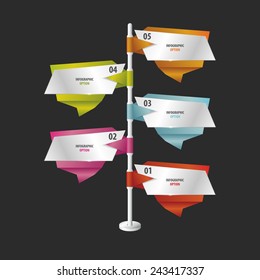 Timeline infographics. Flags. Vector illustration. Black