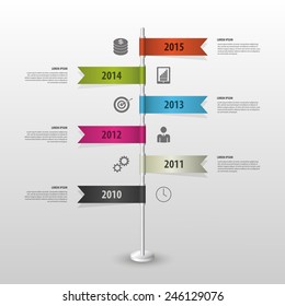 Timeline infographics. Flags. Vector illustration. 
