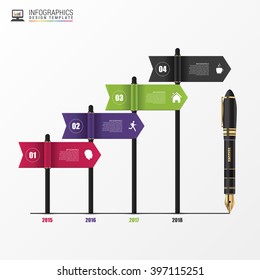 Timeline infographics. Flags. Vector illustration