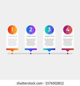 Timeline infographics flat design and colorful steps collection vector. Can be used for workflow layout, diagram, annual report, web design. Business concept with 4 options, steps or processes.