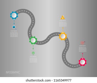 Timeline infographics gear and circle label template with roadmap design,vector illustration. Business concept with icon,steps or processes.Infographic element for layout process diagram.