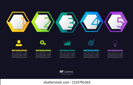 Timeline infographics with hexagon shape,can be used for workflow layout, diagram, website, corporate report, advertising, marketing. presentation slide template. vector illustration.