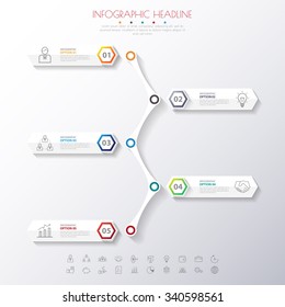 timeline infographics with icons set.