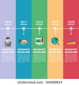 timeline infographics with icons set.
