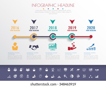 timeline infographics with icons set. vector. illustration.