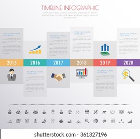 timeline infographics with icons set. vector. illustration.