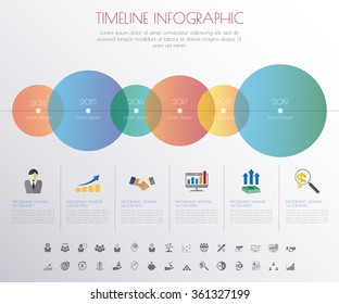 infografías de línea de tiempo con iconos definidos. vectorial. ilustración.