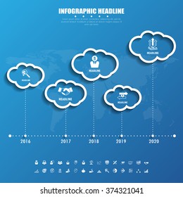 timeline infographics with icons set. vector. illustration.
