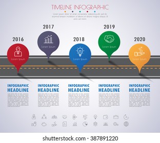 timeline infographics with icons set. vector. illustration.