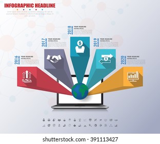 timeline infographics with icons set. vector. illustration.