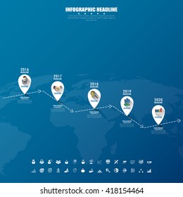 timeline infographics with icons set. vector. illustration.