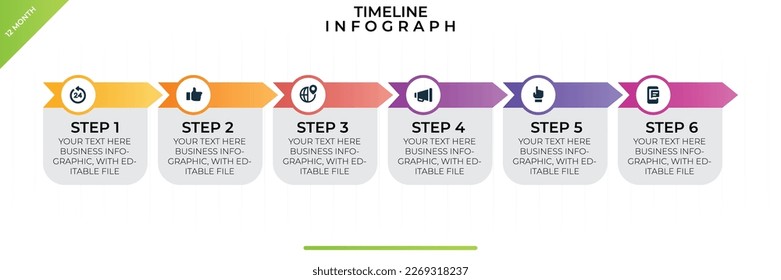 Timeline infographics. Infographic business template. Timeline diagram with five 5 steps and unique icons. Presentation in vector format.