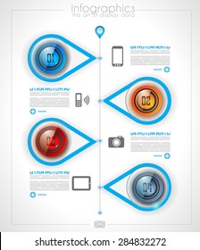 Timeline Infographics layout template for item or ideas classification. Ideal tor printed materials, foded brochures, business illustrations, strategy and marketing proposals and so on.