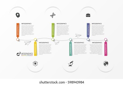  Timeline infographics. Modern design template with icons. Vector illustration.