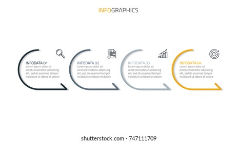 Timeline infographics with outline and arrows design template for 4 step or options.Vector EPS10 illustration