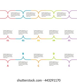 Timeline Infographics. Set Of Horizontal Color Lines Design Template