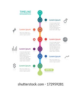 timeline infographics with six points