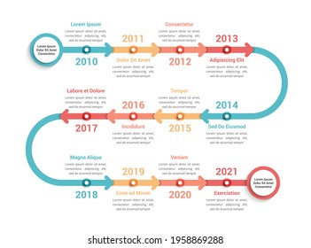 Timeline infographics template with 12 arrows, workflow, process chart, vector eps10 illustration