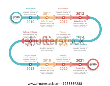 Timeline infographics template with 12 arrows, workflow, process chart, vector eps10 illustration