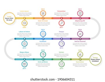 Timeline infographics template with 12 elements, workflow, process chart, vector eps10 illustration