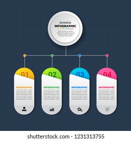 Timeline Infographics template 4 steps, business data visualization, can be used for workflow layout, diagram, website, corporate report, advertising, marketing. vector illustration.