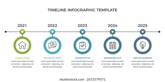 Timeline infographics template with 5 connected elements, vector eps10 illustration