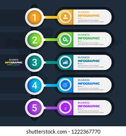Timeline Infographics template 5 options, business data visualization, can be used for workflow layout, diagram, website, corporate report, advertising, marketing. vector illustration.