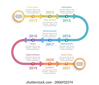 Timeline infographics template with 9 arrows, workflow, process chart, vector eps10 illustration