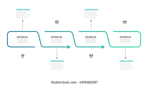 Timeline infographics template with arrows design. Vector eps10 illustration. Can be used for workflow layout, diagram, annual report, web design. Business concept with 4 options, steps or processes.
