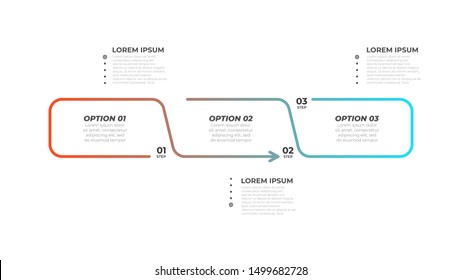 Timeline infographics template with arrows design. Vector eps10 illustration. Can be used for workflow layout, diagram, annual report, web design. Business concept with 3 options, steps or processes.