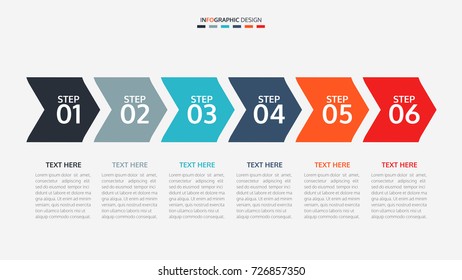 Timeline infographics template with arrows design, flowchart, workflow or process infographics, website, presentation. Vector template infographic element.