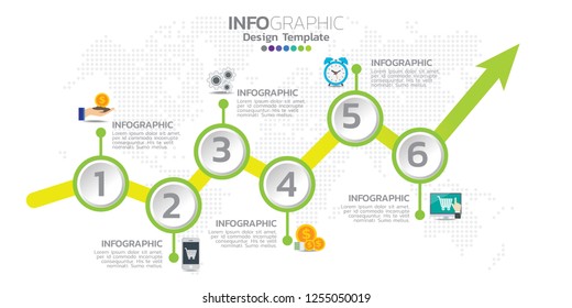 Timeline infographics template with arrows, flowchart, workflow or process infographics, vector eps10 illustration