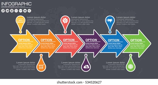 Timeline Infographics Template Arrows Flowchart Workflow Stock Vector Royalty Free 534520627 8720