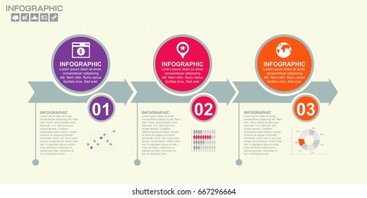 Timeline infographics template with arrows, flowchart, workflow or process infographics, vector eps10 illustration