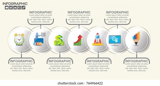 Timeline infographics template with arrows, flowchart, workflow or process infographics, vector eps10 illustration