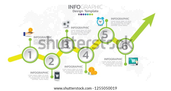 Timeline Infographics Template Arrows Flowchart Workflow 库存矢量图（免版税）1255050019 Shutterstock 3643