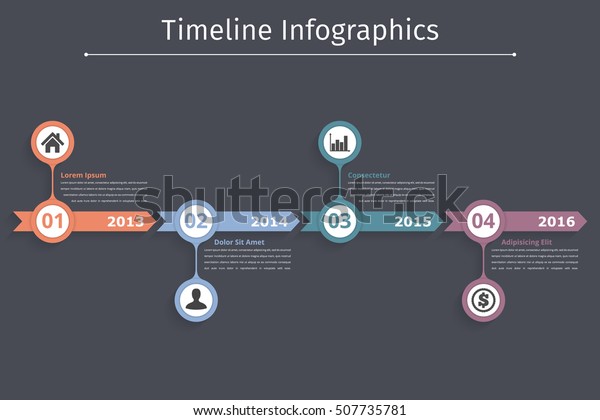 Timeline Infographics Template Arrows Flowchart Workflow Vetor Stock Livre De Direitos 