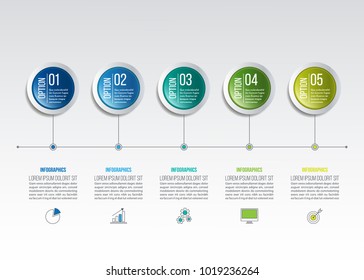 Timeline infographics template. Business concept with 5 options.